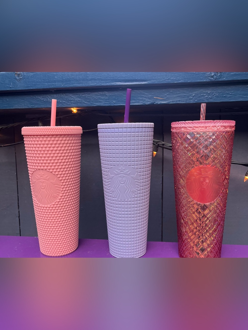 💗🍬Starbucks RARE Cotton Candy Collection – Bundle of 3 Studded Cold Cups🌸💖